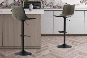 Rousseau - Barstoel Trevi PU Grijs - 88x41x47 cm | Belga Meubelen Best