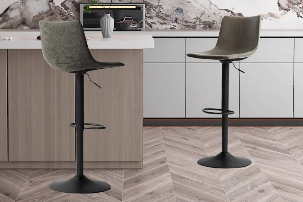 rousseau__barstoel_trevi__0-2.webp Rousseau - Barstoel Trevi PU Grijs - 88x41x47 cm | Belga Meubelen Best