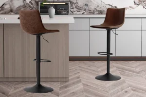 Rousseau - Barstoel Trevi PU Bruin - 88x41x47 cm | Belga Meubelen Outlet