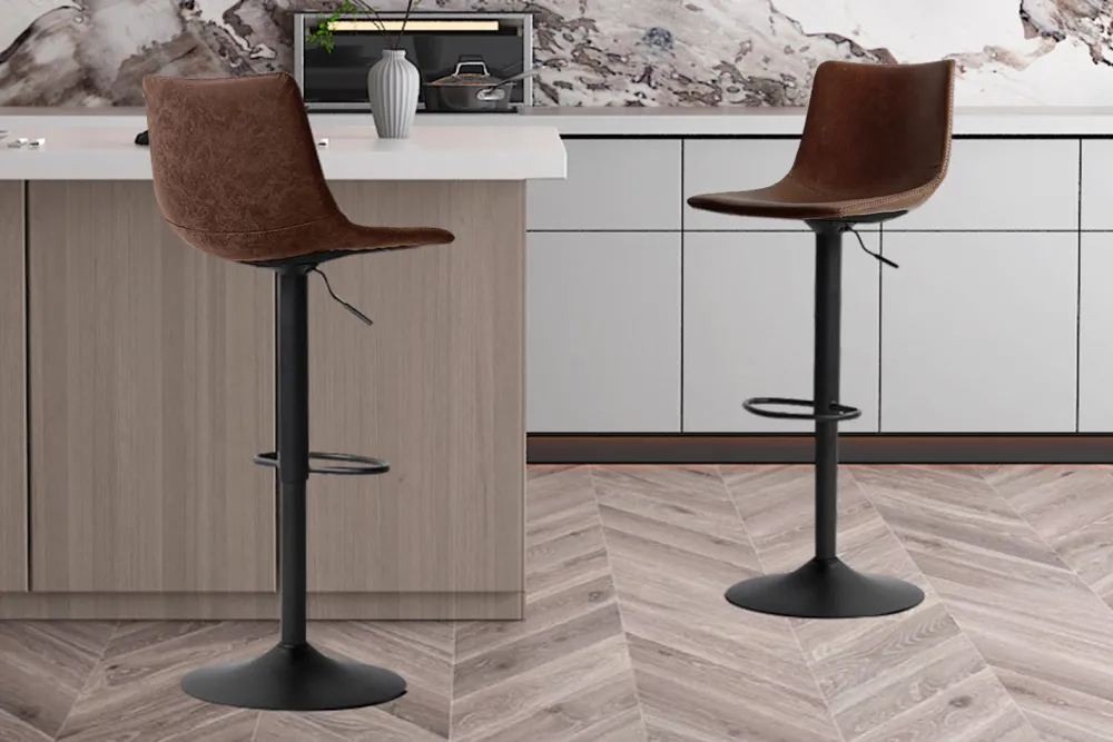 rousseau__barstoel_trevi__0.webp Rousseau - Barstoel Trevi PU Bruin - 88x41x47 cm | Belga Meubelen Outlet