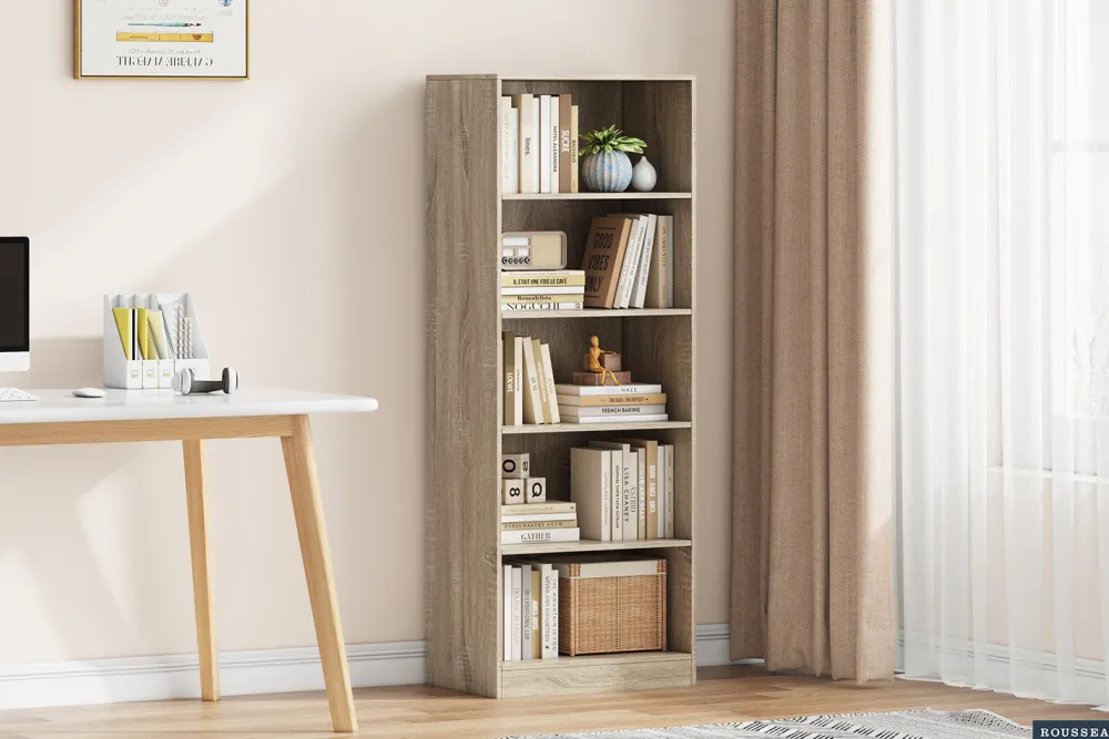 rousseau__boekenkast_spac_0-2.webp Rousseau - Boekenkast Space 4 legplanken Sonoma - 148x55x36 cm | Belga Meubelen Hot