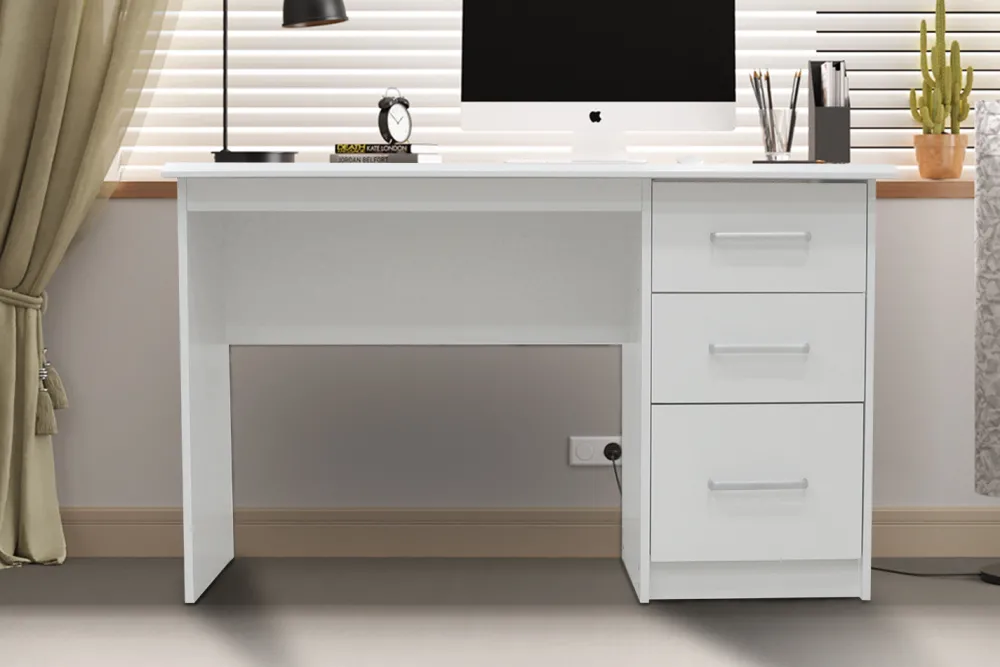 rousseau__bureau_mateo__l_0-1.webp Rousseau - Bureau Mateo 3 lades Wit - 75x121x60 cm | Belga Meubelen Hot