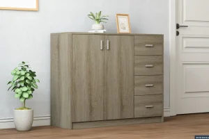 Rousseau - Commode Space 2 deuren 4 laden Sonoma - 84x106x36 cm | Belga Meubelen Hot