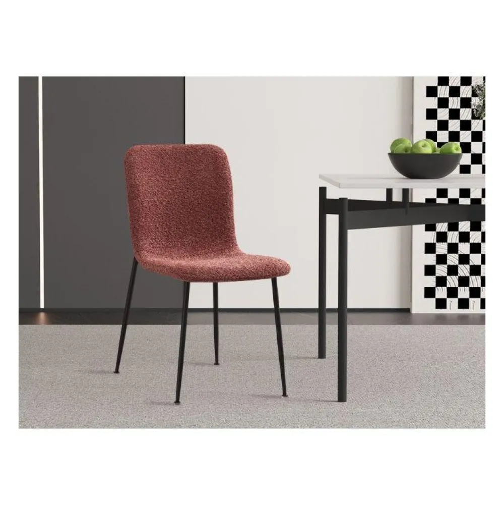 rousseau__eetkamerstoel_a_0.webp Rousseau - Eetkamerstoel Alice - Boucle - stof - Roze - 42x82x57cm | Belga Meubelen Online