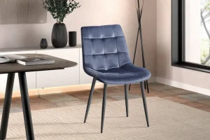 Rousseau - Eetkamerstoel Juta - Stof/Fluweel - Donkergrijs - 50x82x59cm | Belga Meubelen Clearance