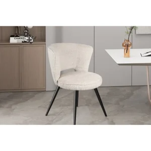 Rousseau - Eetkamerstoel Lori - Boucle - stof - Beige - 58x80x61cm | Belga Meubelen Outlet