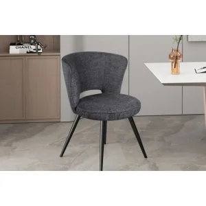 Rousseau - Eetkamerstoel Lori - Boucle - stof - Donkergrijs - 58x80x61cm | Belga Meubelen Discount