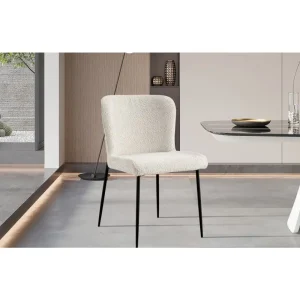 Rousseau - Eetkamerstoel Lisa - Boucle - stof - Ecru - 50x85x62cm | Belga Meubelen New
