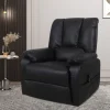 Rousseau - Electrische Relax met lift Osaka PU Zwart - 165x86x94 cm | Belga Meubelen Online
