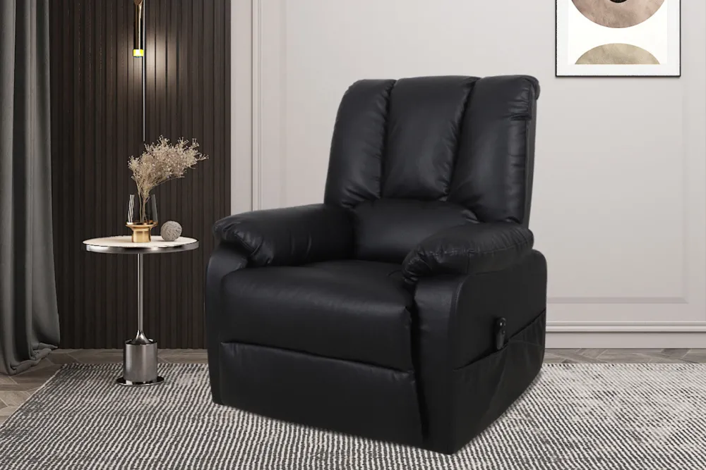 rousseau__electrische_rel_0-2.webp Rousseau - Electrische Relax met lift Osaka PU Zwart - 165x86x94 cm | Belga Meubelen Online
