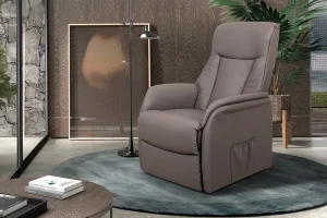 Rousseau - Electrische Relax met lift Miami PU Taupe - 109x72x168cm | Belga Meubelen Hot