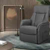 Rousseau - Electrische Relax met lift Miami PU Grijs - 109x72x168cm | Belga Meubelen Best