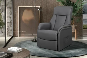 Rousseau - Electrische Relax met lift Miami PU Grijs - 109x72x168cm | Belga Meubelen Best