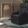 Rousseau - Electrische Relax met lift Miami PU Zwart - 109x72x168cm | Belga Meubelen Online