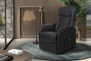 Rousseau - Electrische Relax met lift Miami PU Zwart - 109x72x168cm | Belga Meubelen Online