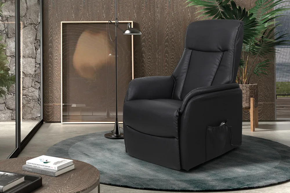rousseau__electrische_rel_0-6.webp Rousseau - Electrische Relax met lift Miami PU Zwart - 109x72x168cm | Belga Meubelen Online