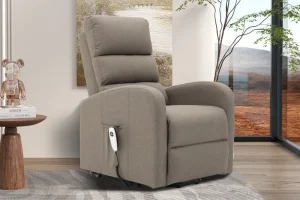 Rousseau - Electrische relax met lift Bruges Stof Taupe - 106x73x85 cm | Belga Meubelen Best