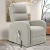 Rousseau - Electrische relax met lift Bruges Stof Lichtgrijs - 106x73x85 cm | Belga Meubelen Outlet