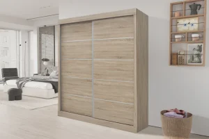 Rousseau - Kleerkast Mike 2 schuifdeuren Sonoma - 197.5x182.5x52.5 cm | Belga Meubelen New