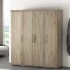 Rousseau - Kleerkast Mike 4 deuren Sonoma - 183x160x52 cm | Belga Meubelen Online