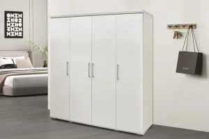 Rousseau - Kleerkast Mike 4 deuren Wit - 183x160x52 cm | Belga Meubelen Hot