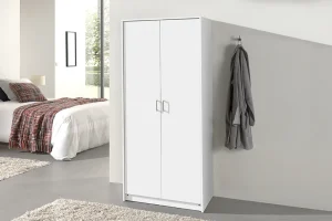 Rousseau - Kleerkast Ray 2 deuren Wit - 180x80x54 cm | Belga Meubelen Sale
