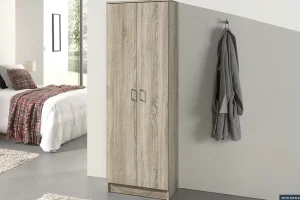 Rousseau - Opbergkast Ray 2 deuren en 4 legplanken Sonoma - 180x60x40 cm | Belga Meubelen Online