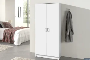 Rousseau - Opbergkast Ray 2 deuren en 4 legplanken Wit - 180x80x40 cm | Belga Meubelen Discount