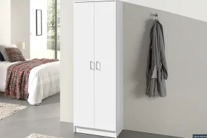 Rousseau - Opbergkast Ray 2 deuren en 4 legplanken Wit - 180x60x40 cm | Belga Meubelen New