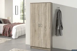 Rousseau - Opbergkast Ray 2 deuren en 4 legplanken Sonoma - 180x80x40 cm | Belga Meubelen Outlet