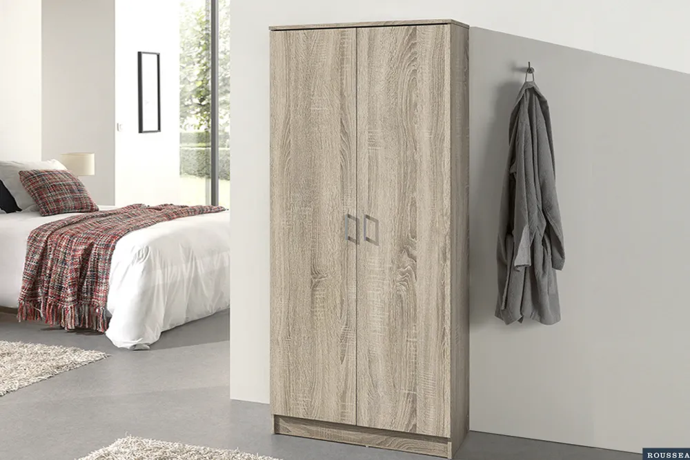 rousseau__opbergkast_ray__0-4.webp Rousseau - Opbergkast Ray 2 deuren en 4 legplanken Sonoma - 180x80x40 cm | Belga Meubelen Outlet