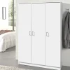Rousseau - Opbergkast Ray 3 deuren en 4 legplanken Wit - 180x120x40 cm | Belga Meubelen Online