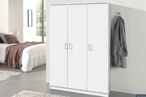 Rousseau - Opbergkast Ray 3 deuren en 4 legplanken Wit - 180x120x40 cm | Belga Meubelen Online