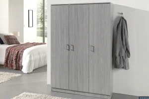 Rousseau - Opbergkast Ray 3 deuren en 4 legplanken Grijze eik - 180x120x40 cm | Belga Meubelen Sale