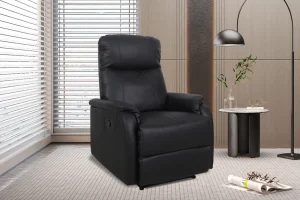 Rousseau - Relax Tokio manueel verstelbaar PU Zwart - 160x76x90 cm | Belga Meubelen Discount