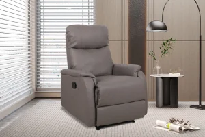 Rousseau - Relax Tokio manueel verstelbaar PU Taupe - 160x76x90 cm | Belga Meubelen Clearance