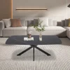 Rousseau - Salontafel Apollo 130 cm Deens Ovaal Steen Zwart - 45x130x70cm | Belga Meubelen New