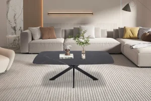 Rousseau - Salontafel Apollo 130 cm Deens Ovaal Steen Zwart - 45x130x70cm | Belga Meubelen New