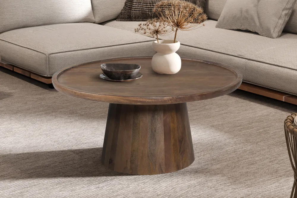 rousseau__salontafel_jule_0.webp Rousseau - Salontafel Jules 80x36 cm Rond Mango hout Lichtbruin - 36x80x80 cm | Belga Meubelen Hot