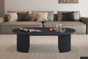Rousseau - Salontafel Lagos 120 cm Ovaal Decor Donkerbruin - 38x120x70 cm | Belga Meubelen New