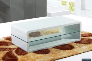 Rousseau - Salontafel Lewis Hoogglans wit - 43x120x60 cm | Belga Meubelen Fashion