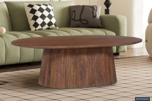 Rousseau - Salontafel Miguel 120 cm Ovaal Mango hout Lichtbruin - 37x120x70 cm | Belga Meubelen Clearance