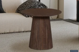 Rousseau - Salontafel Miguel 50 cm Rond Mango hout Donkerbruin - 46x50x50 cm | Belga Meubelen Sale
