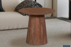 Rousseau - Salontafel Miguel 50 cm Rond Mango hout Lichtbruin - 46x50x50 cm | Belga Meubelen Sale