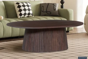 Rousseau - Salontafel Miguel 120 cm Ovaal Mango hout Donkerbruin - 37x120x70 cm | Belga Meubelen Outlet