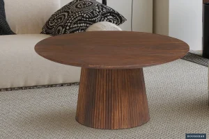 Rousseau - Salontafel Miguel 80 cm Rond Mango hout Lichtbruin - 38x80x80 cm | Belga Meubelen Hot