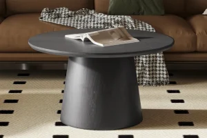 Rousseau - Salontafel Miklos 80 cm Rond Decor Donkerbruin - 42x80x80 cm | Belga Meubelen Outlet