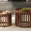Rousseau - Salontafel Noah 2-delig Rond Mango hout Lichtbruin - 45x60x60cm | Belga Meubelen Hot
