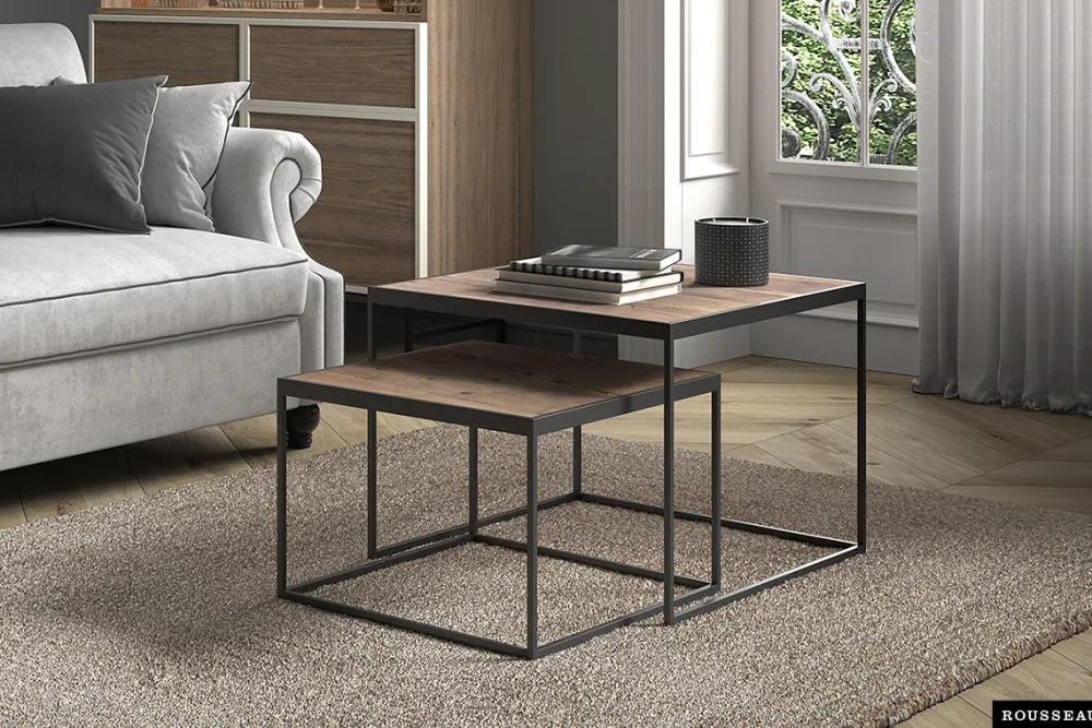 rousseau__salontafel_quin_0-1.webp Rousseau - Salontafel Quinn 2-delig Mango hout - 45x65x65cm | Belga Meubelen Sale