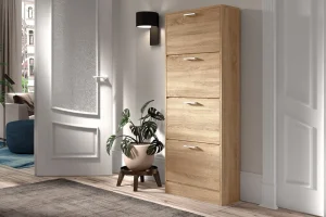 Rousseau - Schoenenkast Carini 4 laden Sonoma - 155x63x23 cm | Belga Meubelen Fashion